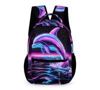 WECECE Dolphin Motif Backpack Young Students Age 10 Students Sea Creature School Bag Year 5 Boys Girls Lightweight Rucksack Book Bag 43x32x15cm for Study Travel Books Notebooks
