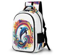 WECECE Dolphin Motif Daypack Kids Ages 12-16 Marine Life Print Bookbag Students Year 10 Trendy School Bag for Kids and Teens Back to School Gift Outdoor Travel Daily Use