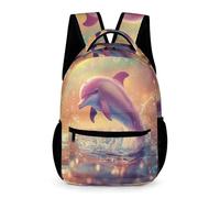 WECECE Dolphin Pattern School Backpack Children for Boys Age 6 Sea Creature Bookbag for Girls Years 3-5 with Front Pocket School Bag Daily Items Autumn Trip Daily Use