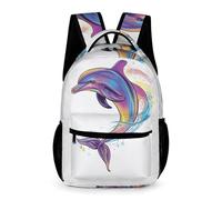 WECECE Dolphin Pattern School Bag Children for Boys Age 11 Marine Life Daypack for Girls Year 6 Durable Daily Rucksack Books Stationery Bottle Travel Outdoor Daily Use