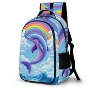 WECECE Dolphin Print Backpack Boys 12-16 Year Olds Marine Life Design Daypack Kids Year 8 Lightweight School Bag for Kids and Teens Spring Outing Outdoor Travel Daily Use