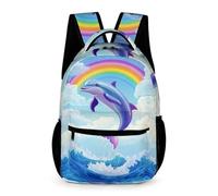WECECE Dolphin School Bag Boys Girls Age 9 Primary Kids Sea Creature Rucksack Year 4 Students Lightweight Durable Backpack Bookbag 43x32x15cm for Travel Daily Use Books Notebooks