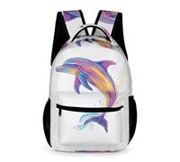 WECECE Dolphin School Bag Kids for Boys Girls Age 9 Marine Life Design Bookbag Years 1-2 Lightweight with Side Pockets Daypack Books Bottle Umbrella Spring Outing Travel