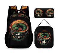 WECECE Dragon Bookbag School Supplies Bundle for Students 9-11 Years, Football Dragon Book Pack 3 Piece Set Year 5-7 for Boys Daily Study Classroom Lessons and Travel Activities