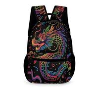 WECECE Dragon Design Backpack Children Age 7 Primary Kids Chinese Style Daypack Year 2 Students Stylish School Bag Rucksack 43x32x15cm for Back to School Gift Books Notebooks