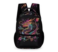 WECECE Dragon Pattern Backpack School Kids Age 7 Primary Kids Chinese Style School Bag Year 2 Students Stylish Rucksack Book Bag 43x32x15cm for Birthday Gift Books Notebooks