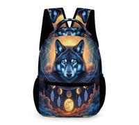 WECECE Dreamcatcher Wolf Daypack Nursery Primary Kids for Boys Age 8 Wolves Bookbag for Girls Year 3 Lightweight with Side Pockets Backpack Daily Items School Trips Travel