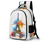 WECECE Eiffel Tower Pattern Rucksack for Children Age 10 Lightweight Colourful Graffiti Daypack Teens Year 5-7 School Bag Kids and Teens 13.3 Inch Laptop Rucksack Birthday Gift