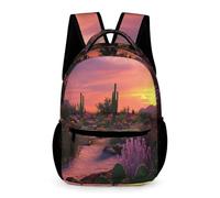 WECECE Fashion Cactus School Bag Boys and Girls Age 12 Older Kids Plants Pattern Rucksack Year 7 Kids Stylish Backpack Bookbag 43x32x15cm for Books and Notebooks Daily Study