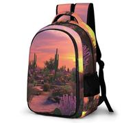 WECECE Fashion Cactus School Bag Students Age 8 Plants Pattern Bookbag Boys Year 6-8 Lightweight School Backpack for Kids and Teens Autumn Trip Outdoor Travel Daily Use