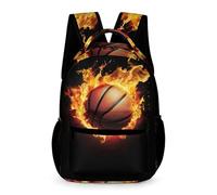 WECECE Fire Basketball School Backpack for Boys 7-13 Years Basket Ball School Bag for Girls Year 4 Primary Kids Durable Daily Bookbag Books Water Bottle Class Daily Use