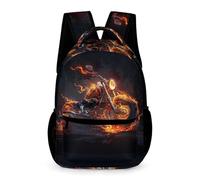 WECECE Fire Moto School Backpack Kindergarten Primary Kids Students for Boys Age 10 Motorbike School Bag for Girls Year 6 Lightweight Durable Rucksack Daily Items Class Daily Use