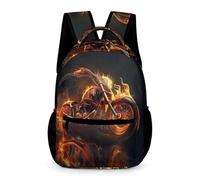 WECECE Fire Moto School Bag Nursery Primary Kids Primary for Boys and Girls 6-10 Years Motorcycle Backpack Year 2 Durable with Side Pockets Rucksack Daily Items Class Daily Use
