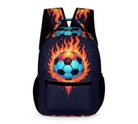 WECECE Fire Soccer Print Bookbag Students for Boys Age 12 Football School Bag for Girls Year 6 Primary Kids Durable Daily Rucksack Books Water Bottle School Trips Travel