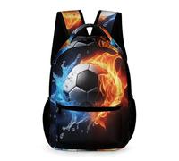 WECECE Fire Water Football School Bag Children for Boys Age 12 Soccer Daypack for Girls Years 4-6 Lightweight with Side Pockets Bookbag Books Water Bottle Class Daily Use