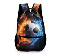 WECECE Fire Water Soccer Bookbag Nursery Primary Kids for Girls Age 8 Football School Backpack for Boys Years 1-3 Durable Daily Daypack Books Water Bottle Class Daily Use
