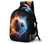 WECECE Fire Water Soccer Casual Daypack for Girls,Teens Elementary Football School Backpack,Primary Book Bags for Teens