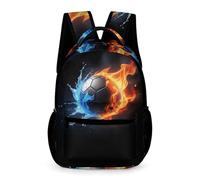 WECECE Fire Water Soccer Daypack Students for Boys 8-11 Years Football School Bag for Girls Years 3-5 Durable Daily Bookbag Books Bottle Umbrella Travel Outdoor Daily Use