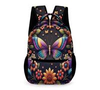 WECECE Florals Butterflies Bookbag for Girls Age 8 Butterfly Rucksack for Boys Year 1 Primary Kids with Front Pocket School Bag Books Bottle Umbrella Class Daily Use