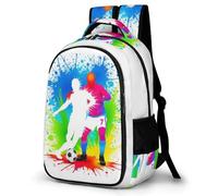 WECECE Football Colourful Backpack, School Bags for Boys Girls, Large Capacity Primary Elementary Middle School Bag, Cute Backpacks Durable Soccer Bookbag for Kids Children