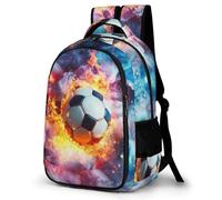WECECE Football Colourful Backpack, School Bags for Boys Girls, Large Capacity Primary Elementary Middle School Bag, Cute Backpacks Durable Soccer Bookbag for Kids Children