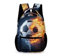 WECECE Football School Backpack Kids for Boys Age 11 Water Fire Soccer Bookbag for Girls Years 1-2 Primary Kids Durable School Bag Books Water Bottle Spring Outing Travel