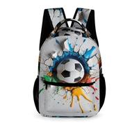 WECECE Football School Bag for Boys and Girls Age 7 Soccer 3D Print School Backpack Years 1-3 Lightweight Durable Daypack Front Pocket Side Pockets Travel Outdoor Daily Use
