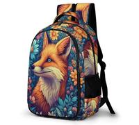 WECECE Fox Motif Rucksack for Boys Ages 9-13 Fashion Backpack Animal Print Backpack Kids Primary to Secondary Bookbag Kids and Teens 13.3 Inch Laptop Rucksack Autumn Trip