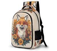 WECECE Fox Motif School Backpack Kids 9 Year Olds Animal Print Book Bag Students Year 3-5 Stylish Backpack for Kids and Teens Back to School Gift Outdoor Travel Daily Use