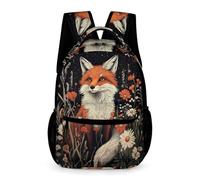 WECECE Fox Motif School Bag for Boys and Girls 10-13 Years Animal Theme Rucksack Years 2-4 Primary Kids Lightweight Printed Bookbag Books Bottle Umbrella Autumn Trip Daily Use