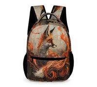 WECECE Fox Pattern Backpack Boys and Girls Age 13 Older Kids Animal Fox Rucksack Year 8 Kids Lightweight Durable School Bag Bookbag 43x32x15cm for Books and Notebooks Daily Study