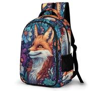 WECECE Fox Pattern Backpack Boys Primary to Secondary Animal Motif School Backpack Kids Age 10 Fashion School Bag Bookbag Students 13.3 Inch Laptop Rucksack Autumn Trip