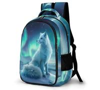 WECECE Fox Pattern Book Bag for Boys Age 7-11 Stylish Animal Aurora School Backpack Kids Primary to Secondary School Bag Kids and Teens 13.3 Inch Laptop Rucksack Hiking