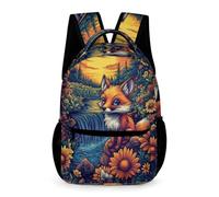 WECECE Fox Pattern Daypack for Boys Age 11 Fox Animal Rucksack for Girls Year 4 Primary Kids Durable with Side Pockets School Bag Daily Items Bottle Travel Outdoor Daily Use