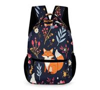 WECECE Fox Pattern Rucksack Primary for Boys Age 7 Animal Theme School Backpack for Girls Year 2 Durable with Side Pockets Backpack Books Stationery Bottle Outdoor Day Trips