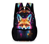 WECECE Fox Pattern School Backpack Students for Boys Age 10 Animal Design School Bag for Girls Years 3-5 Durable Daypack Front Pocket Side Pockets Travel Outdoor Daily Use