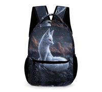 WECECE Fox Print Backpack Young Students Ages 10-13 Years Older Kids Animal Fox Rucksack Year 5-8 Boys Girls Trendy School Bag Bookbag 43x32x15cm for Study Travel Books Notebooks