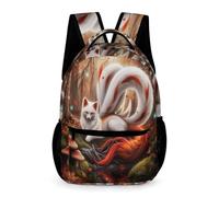 WECECE Fox Printed School Backpack Boys Girls Age 8 Primary Kids Animal Fox Book Bag Year 3 Children Modern Daypack Rucksack 43x32x15cm for Spring Outing Daily Use Books Notebooks