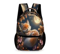 WECECE Fox School Backpack for Students for Boys Girls Age 11 Fox Animal Backpack Years 3-5 Primary Kids Lightweight Printed School Bag Front Pocket Side Pockets Autumn Trip Daily Use