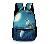 WECECE Fox School Bag Year 6 Primary Kids Students for Boys and Girls 10-13 Years Marine Life Rucksack Class 1-4 Lightweight Printed Daypack Books Bottle Umbrella Outdoor Day Trips