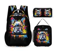 WECECE French Bulldog Backpack Set with Lunch Tote and Pencil Case for Students Age 7, Dog Animal Backpack School Supplies Bundle Year 6 for Girls Birthday Gift School Supplies and Travel Use