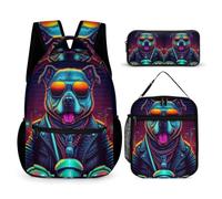 WECECE French Bulldog Backpack with Lunch Bag and Pencil Case for Students Age 10, Dog Print School Bag School Supplies Bundle Year 3-5 for Boys Sports Clubs Holiday Travel and Daily Carry