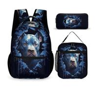 WECECE French Bulldog Backpack with Lunch Box Pencil Case for Children Age 10, Dog Animal Book Pack 3 Piece Set Year 7 for Girls Daily Study Classroom Lessons and Travel Activities