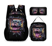 WECECE French Bulldog School Bag 3 Piece Set for Students 6-8 Years, Dog Animal Backpack with Lunch Box Pencil Case Year 4-6 for Primary Students Back to School Gift and Learning Essentials