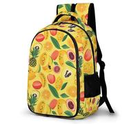 WECECE Fruit Print Bookbag Students 7-11 Year Olds Lemon Motif Daypack Boys Year 10 Stylish Rucksack for Kids and Teens Birthday Gift Spring Outing Autumn Trip Daily Use