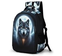 WECECE Full-Moon Wolves School Backpack for Middle School Boys Rucksack Moon Wolf Kids Bookbag Lightweight Back Pack Daily Daypack