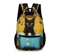 WECECE Funny Cat Bookbag Nursery Primary Kids Children for Boys and Girls Age 7 Black Kitten Daypack Year 2 Durable Daily School Bag Books Bottle Umbrella Autumn Trip Daily Use