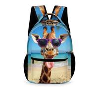 WECECE Funny Giraffe Backpack Primary for Boys 8-11 Years Animal Rucksack for Girls Years 3-5 Kids Lightweight with Side Pockets School Bag Books Water Bottle Outdoor Day Trips