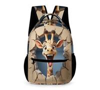 WECECE Funny Giraffe Backpack Primary for Boys 8-11 Years Animal Rucksack for Girls Years 3-5 Kids Lightweight with Side Pockets School Bag Books Water Bottle Outdoor Day Trips