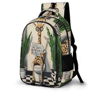 WECECE Funny Giraffe Backpack School Bag Travel Daypack Animal Rucksack for Students Boys Girls, Laptop Backpack